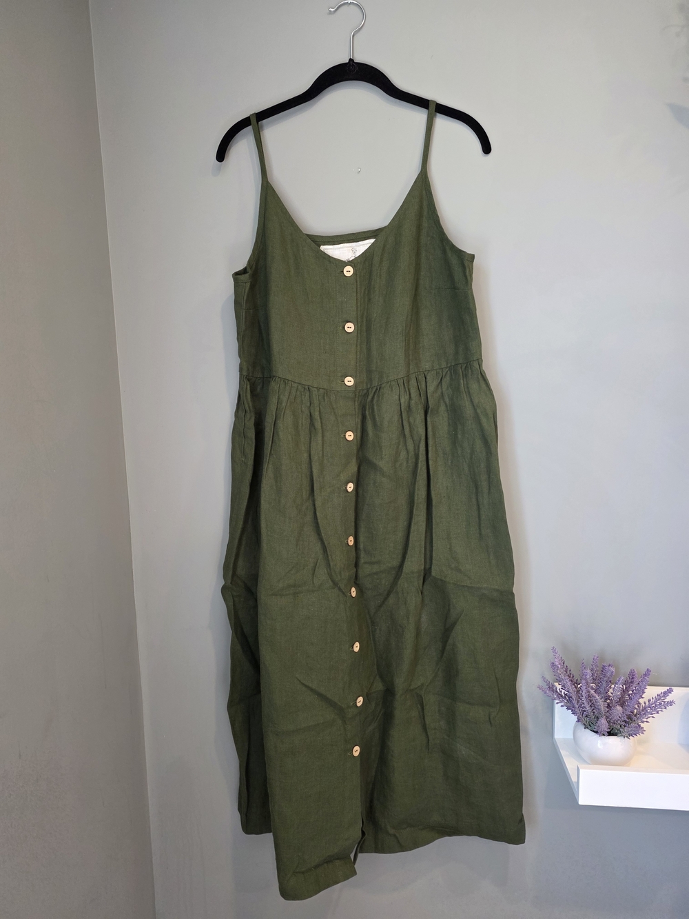 Not Perfect Linen LPN Sarah button down slip linen dress Size Medium